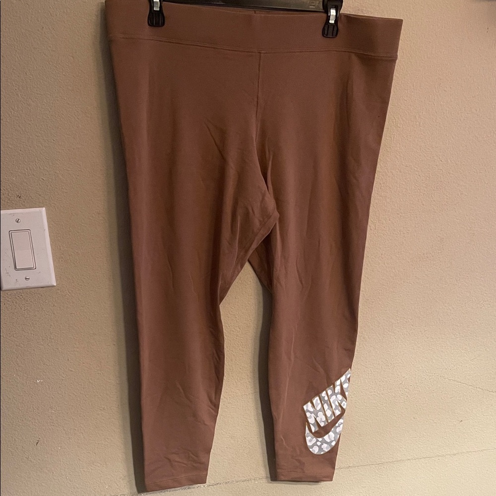 Nike Kids Tan Leggings with White Logo